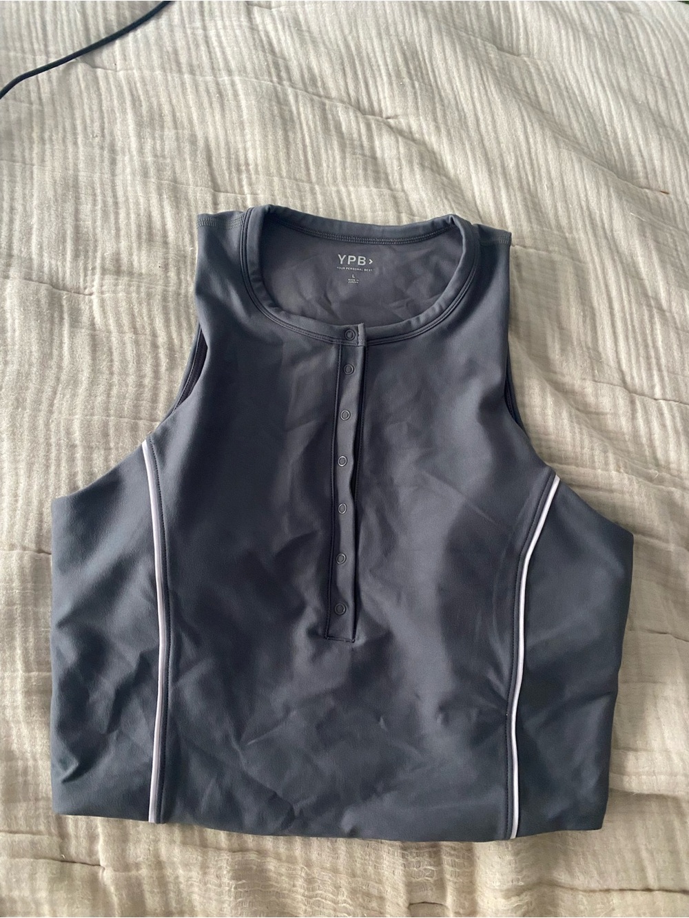 Abercrombie YPB Navy Snap-Front Workout Top